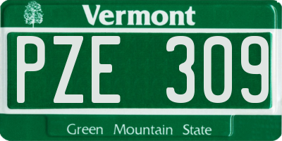 VT license plate PZE309