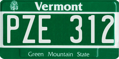 VT license plate PZE312