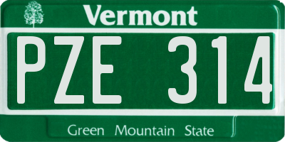 VT license plate PZE314