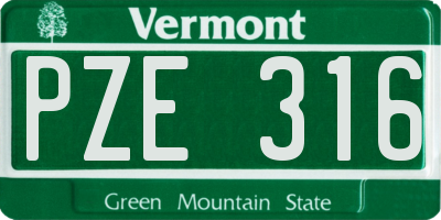 VT license plate PZE316