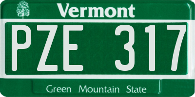 VT license plate PZE317