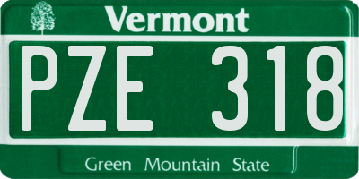 VT license plate PZE318