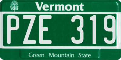 VT license plate PZE319