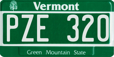 VT license plate PZE320