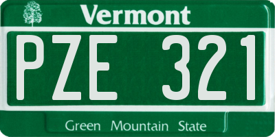 VT license plate PZE321