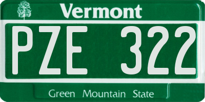 VT license plate PZE322