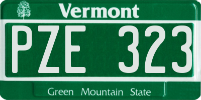 VT license plate PZE323