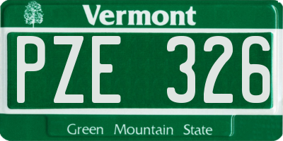 VT license plate PZE326