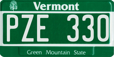 VT license plate PZE330