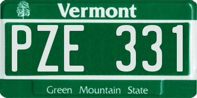 VT license plate PZE331