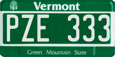VT license plate PZE333