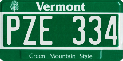 VT license plate PZE334