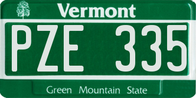 VT license plate PZE335