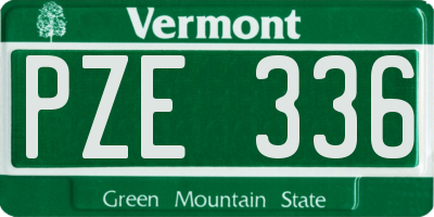 VT license plate PZE336