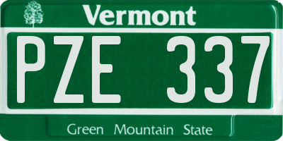 VT license plate PZE337