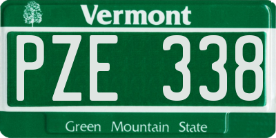 VT license plate PZE338
