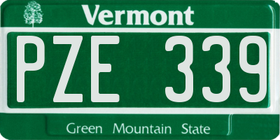 VT license plate PZE339