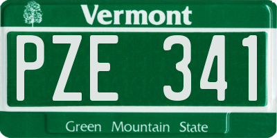 VT license plate PZE341