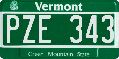 VT license plate PZE343