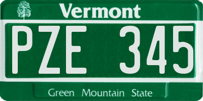 VT license plate PZE345