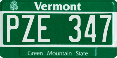 VT license plate PZE347