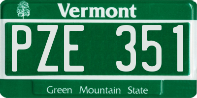 VT license plate PZE351