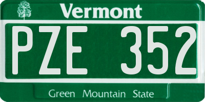 VT license plate PZE352