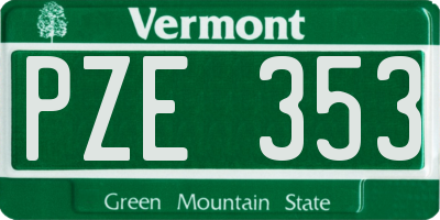 VT license plate PZE353