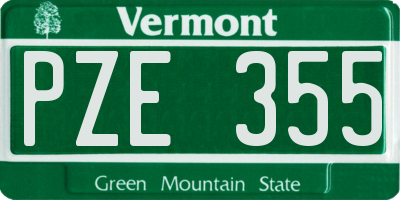 VT license plate PZE355