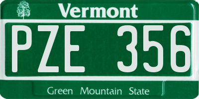 VT license plate PZE356