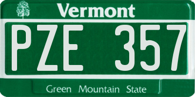 VT license plate PZE357