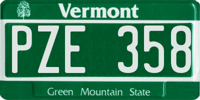 VT license plate PZE358