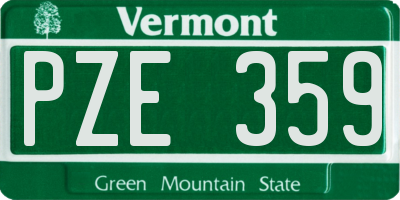 VT license plate PZE359