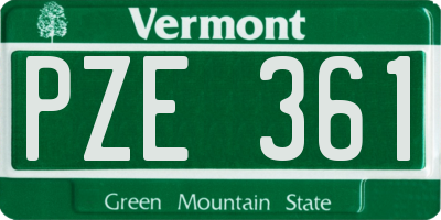 VT license plate PZE361