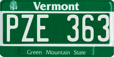 VT license plate PZE363