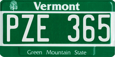 VT license plate PZE365