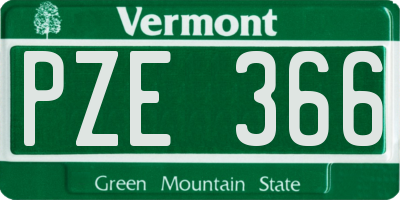 VT license plate PZE366