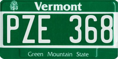 VT license plate PZE368