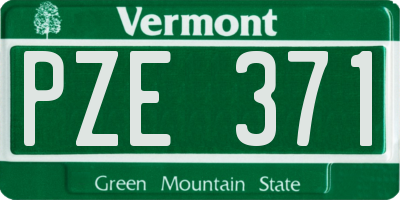VT license plate PZE371