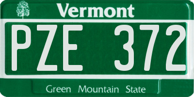 VT license plate PZE372
