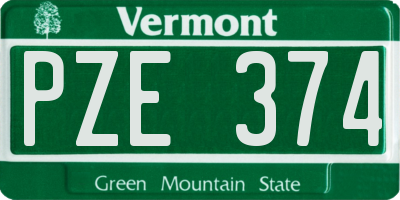 VT license plate PZE374
