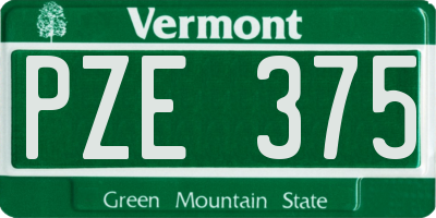 VT license plate PZE375
