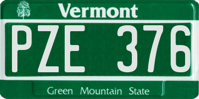 VT license plate PZE376
