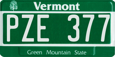 VT license plate PZE377