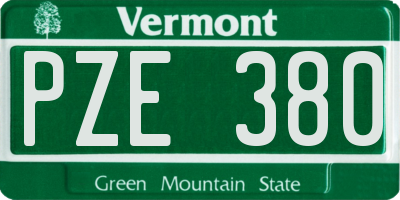 VT license plate PZE380
