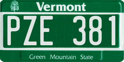 VT license plate PZE381