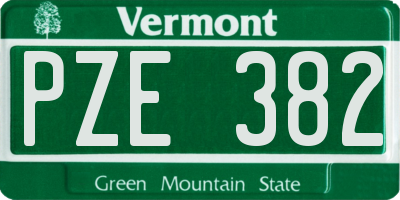 VT license plate PZE382