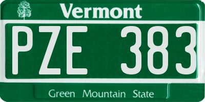 VT license plate PZE383