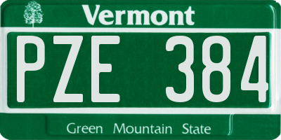 VT license plate PZE384
