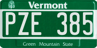 VT license plate PZE385